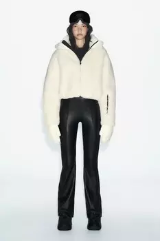 Брюки клёш из 100% кожи из лыжной коллекции ZARA, черный