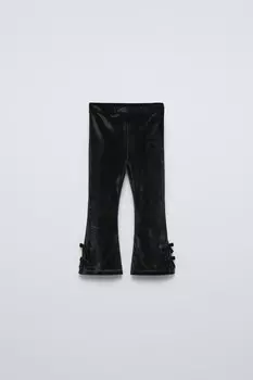 Брюки клёш из банта из бархата ZARA, черный