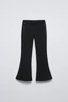 Брюки клёш с кнопками ZARA, черный