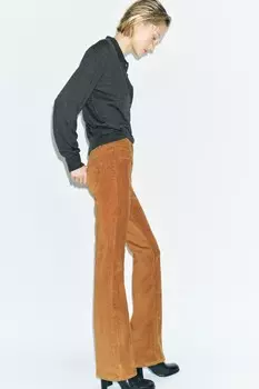Брюки клёш вельвета ZARA, цвет Caramel