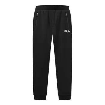 Брюки knit long pants bundle feet sports pants black Fila, черный