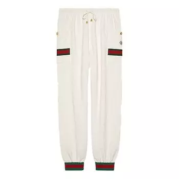 Брюки knitted jogging trousers with webbing for men white Gucci, белый