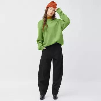 Брюки-кокон из начесанного джерси Q GU, черный