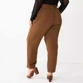 Брюки-конусообразные брюки SO для юниоров больших размеров с высокой посадкой и зауженной кромкой в виде бумажного пакета SO