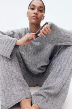 Брюки косой вязки H&M, серый