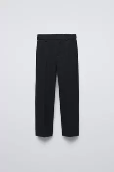 Брюки костюмные из пике ZARA, черный