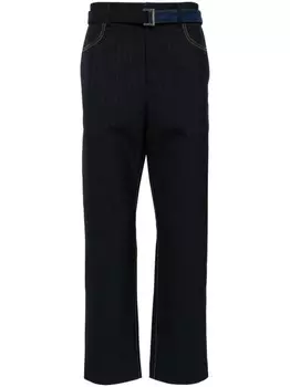 Брюки кроя слим в тонкую полоску sacai, синий