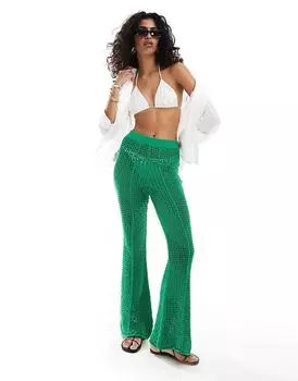 Брюки крючком зеленого цвета Mango