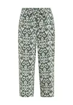 Брюки-кюлоты, длина 3/4, эластичный пояс, женские Adagio, цвет Khaki Ethno