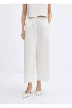 Брюки-кюлоты из 100% хлопка Mango, белый