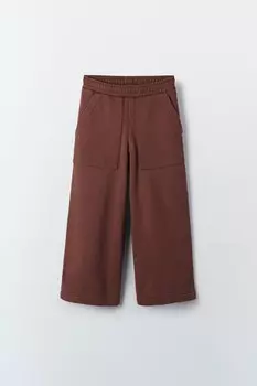 Брюки-кюлоты из хлопка ZARA, красновато-коричневый