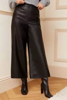 Брюки-кюлоты из искусственной кожи Love & Roses, черный