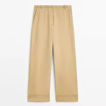 Брюки-кюлоты Massimo Dutti Cotton With Turn-up Hems, бежевый