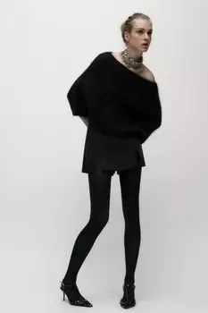 Брюки-кюлоты с лампасами по бокам ZARA, черный