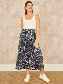 Брюки-кюлоты с принтом в виде тире Yumi, темно-синий