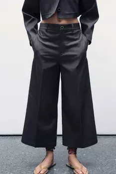 Брюки-кюлоты с высокой талией ZARA, индиго