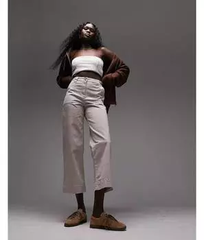 Брюки-кюлоты с завышенной талией Topshop Tall из камня