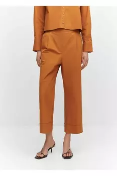 Брюки-кюлоты со складками Mango, коричневый
