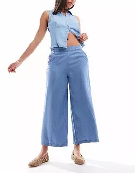 Брюки-кюлоты Vero Moda из шамбре средне-синего цвета
