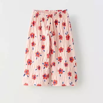 Брюки-кюлоты Zara Summer Camp Floral, розово-бежевый