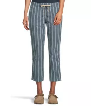 Брюки L.L.Bean Petite Lakewashed Chino Pull-On Tapered Leg Chambray Ankle Pants, цвет Bayside Blue Stripe