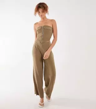 Брюки льняного цвета розового, ванильно-оливкового цвета Pink Vanilla, оливковый