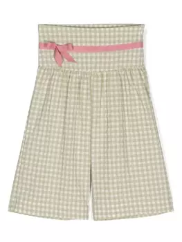 Брюки La Stupenderia с узором в клетку и бантом, зеленый