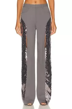 Брюки Lapointe Metal Embroidery Pebble Crepe Slit Front, цвет Steel