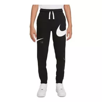 Брюки large logo printing knit sports pants/trousers/joggers boy black Nike, черный