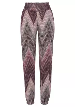 Брюки LASCANA Jerseyhose, цвет sand-bordeaux bedruckt