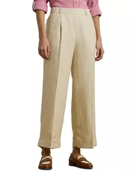 Брюки Lauren Ralph Lauren Linen-Blend Twill Wide-Leg Pants, цвет Ivory Beige