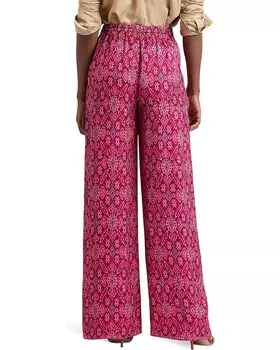 Брюки LAUREN Ralph Lauren Petite Geo-Print Satin Shantung Wide-Leg Pants, цвет Fuchsia Multi