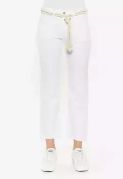 Брюки Le Temps Des Cerises 7/8 "PRICILIA" с модным веревочным поясом, белый