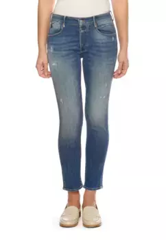 Брюки Le Temps Des Cerises 7/8 с модными потертыми деталями, синий