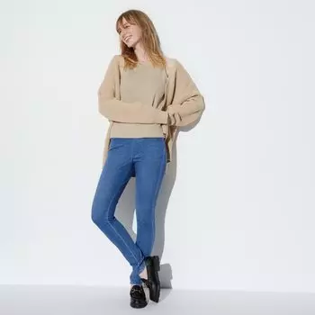 Брюки-леггинсы UNIQLO из ультраэластичного денима, синий