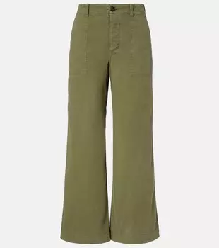 Брюки Leon из хлопкового твила с завышенной талией и расклешёнными штанинами Nili Lotan, Camo