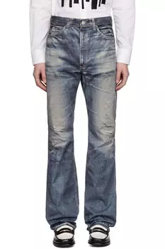 Брюки Levi's Edition из нейлоновой саржи с принтом, нанесённым струйной печатью Junya Watanabe, индиго