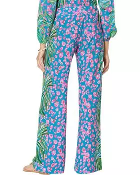 Брюки Lilly Pulitzer Bal Harbour Mid-Rise Pala, цвет Turquoise Shore I Spy Engineered