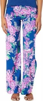 Брюки Lilly Pulitzer Bal Harbour Mid-Rise Pala, цвет Oyster Bay Navy Ruffle Your Feathers