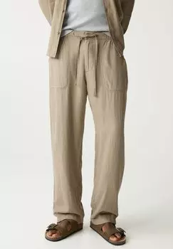 Брюки LINEN BLEND JOGGERS PULL&BEAR, хаки