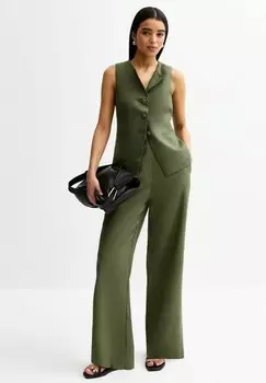 Брюки LINEN BLEND WIDE LEG New Look, хаки