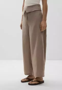 Брюки LINEN FOLDOVER WAIST OYSHO, бежевый