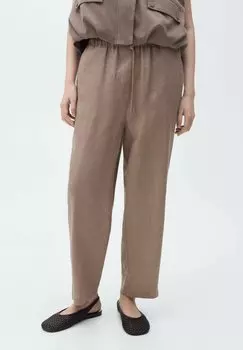 Брюки LINEN Mango, коричневый