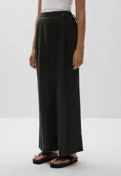 Брюки LINEN WIDE STRAIGHT-LEG WITH WRAP SARONG OYSHO, черный