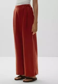 Брюки LINEN WIDE STRAIGHT-LEG WITH WRAP SARONG OYSHO, темно-красный