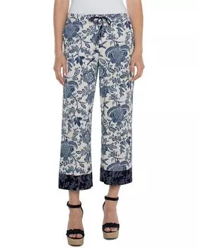Брюки Liverpool Los Angeles Draw String Wide Leg Pull On Mid-Rise Pant 25", цвет Galaxy Floral Print