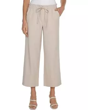 Брюки Liverpool Los Angeles Pull On Mid Rise Tie Waist Wide Leg Crop Textured Stretch Woven, цвет Dusty Tan