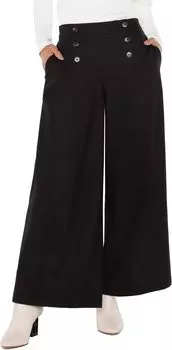 Брюки Liverpool Los Angeles Sailor Wide Leg Mid Rise Textured Stretch Woven, черный