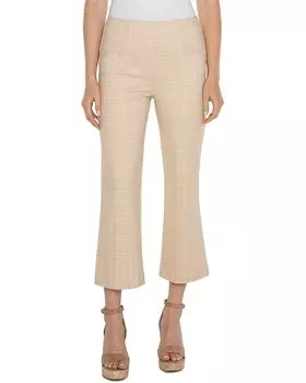 Брюки Liverpool Los Angeles Stella Mid Rise Kick Flare Glen Plaid Printed Ponte, цвет Flaxen Gold Glen Plaid