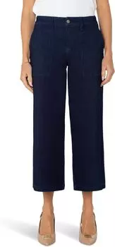 Брюки Liverpool Los Angeles Wide Leg Knit Denim Cargo w/ Elastic Back Wb, цвет Indigo Rinse